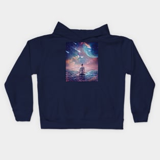 wandering cosmic oceans Kids Hoodie